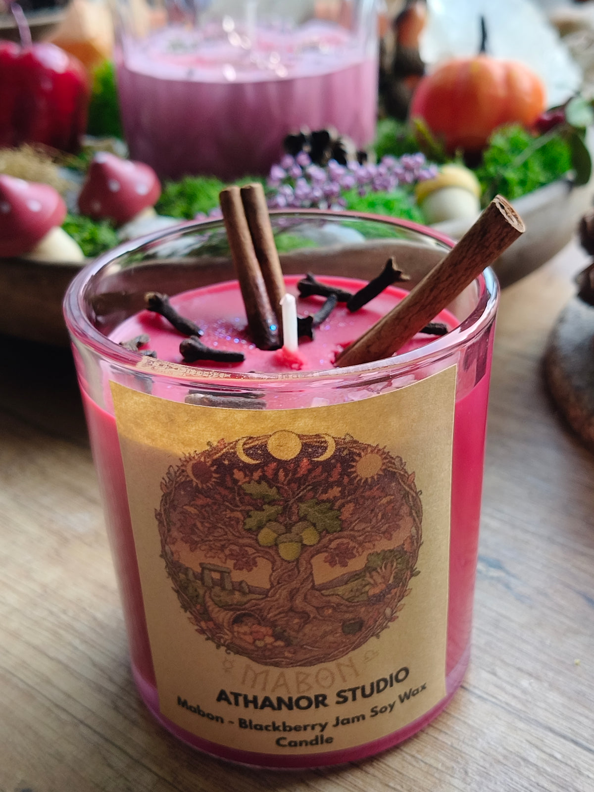 Świeca Somatyczna Mabon - Jeżyna, Cynamon, Goździki & Sól Himalajska