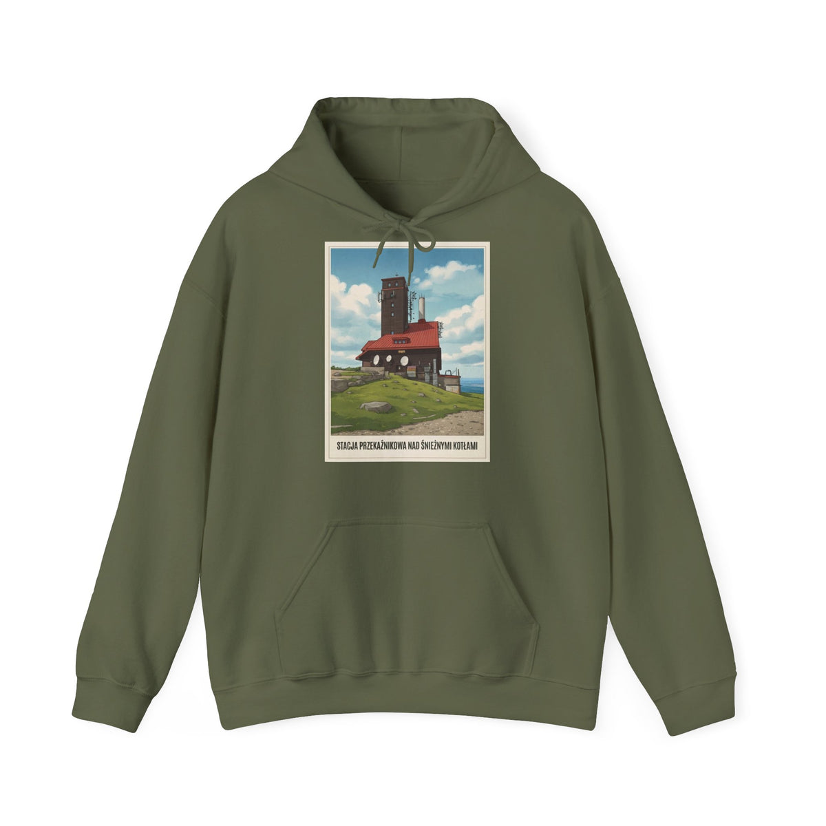 Gruba Bluza z Kapturem Retro - stacja przekaźnikowa Śnieżne Kotły