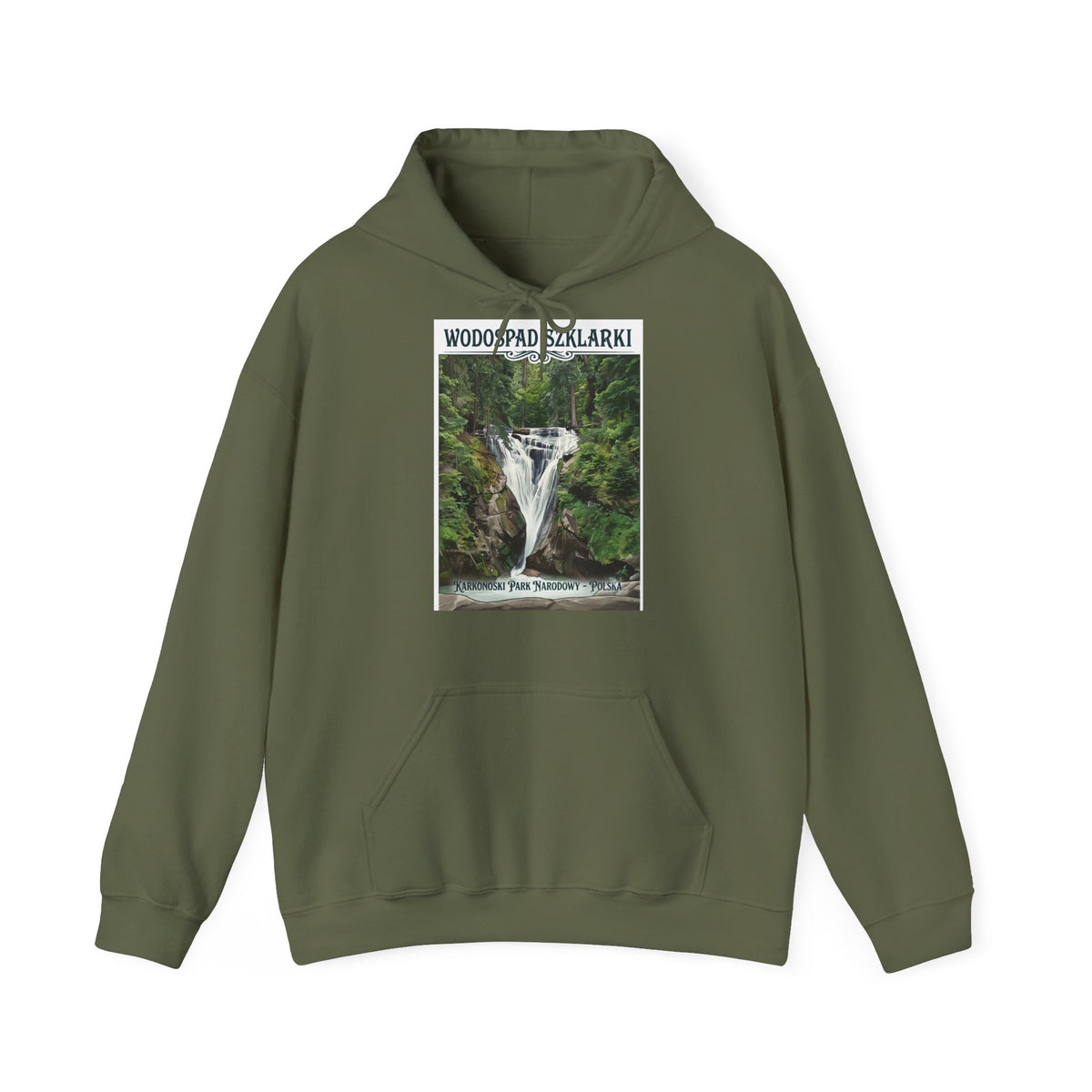 Gruba Bluza z Kapturem Retro - Wodospad Szklarki