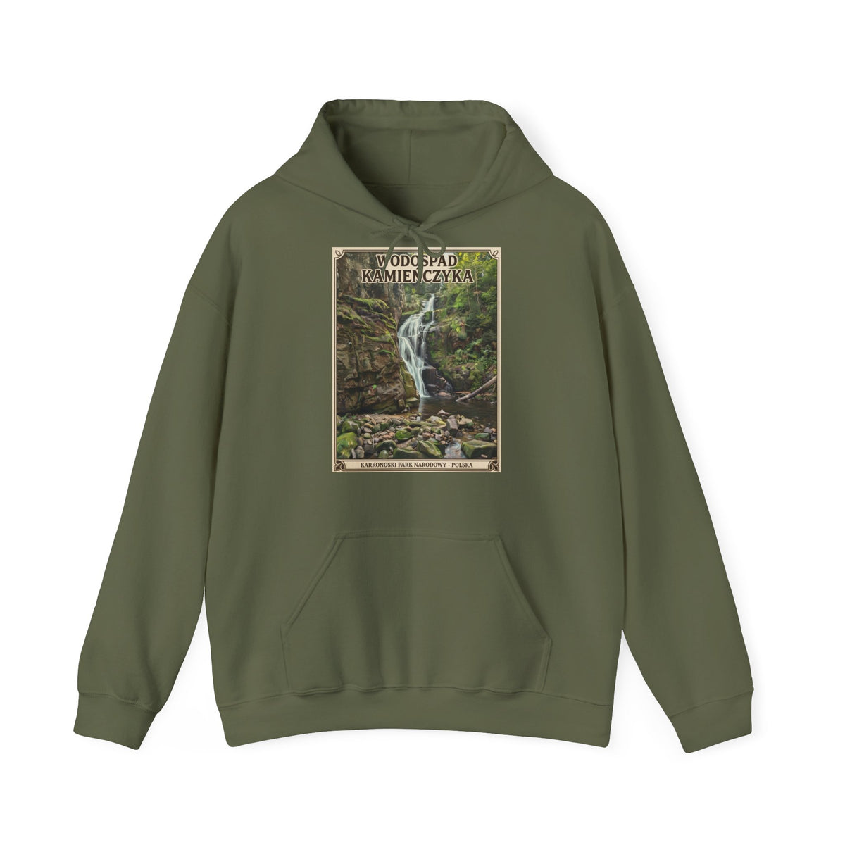 Gruba Bluza z Kapturem Retro - Wodospad Kamieńczyka