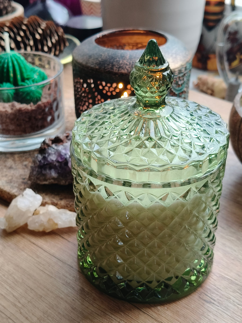 Świeca Sojowa Palo Santo w Zielonym Szkle Premium - Rytuał SPA (na zamówienie)